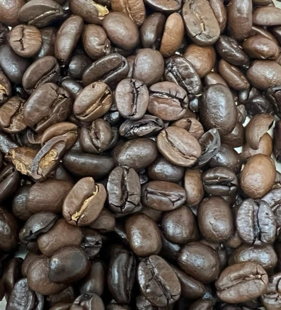 a pile of roasted coffee beans.