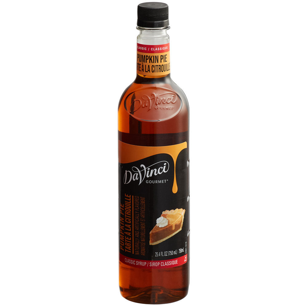 a 750ml bottle of Davinci Pumpkin Pie syrup.